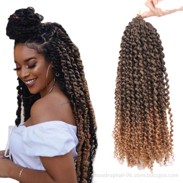 Best Sale Ombre Hair Wigs 14Inch 18Inch Spring Pre Twisted Passion Twist Crochet Hair Green Water Wave